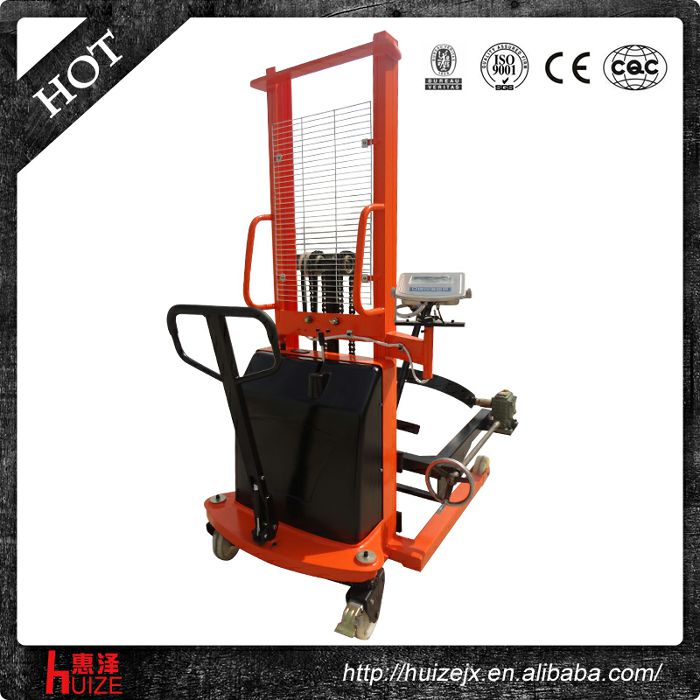 半電動稱重油桶車（夾鐵桶，手搖翻轉(zhuǎn)倒料）